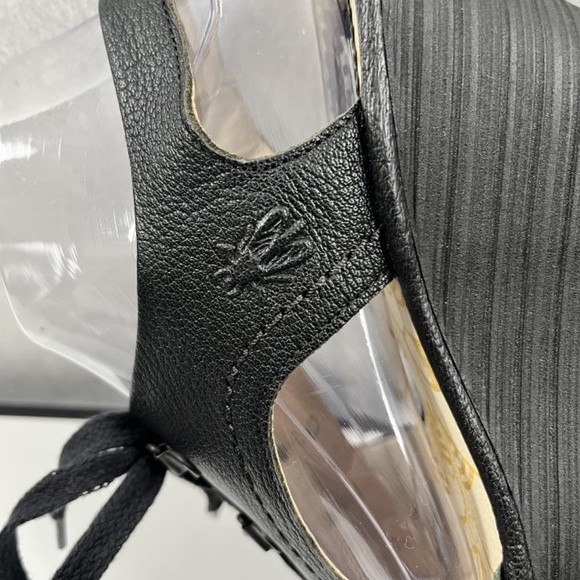 Fly London Ylfa Black Leather Lace Up Wedge Sandals Size 38 US 7.5/8 - Picture 6 of 9